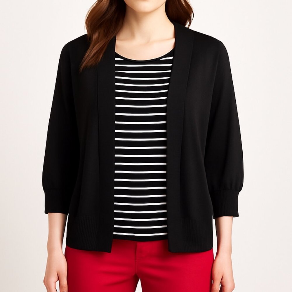 Black Open Front Cardigan – Size XL